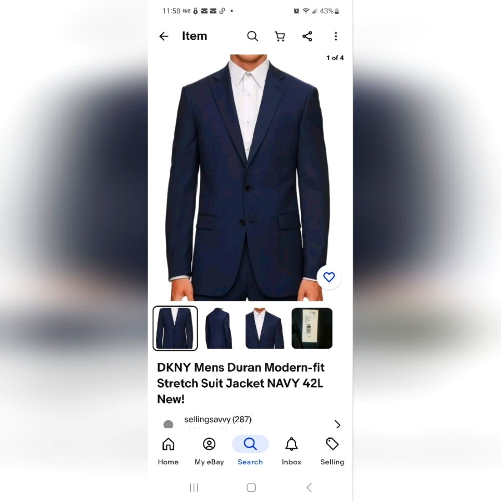 Nwt dkny blazer size 36 R stretch navy